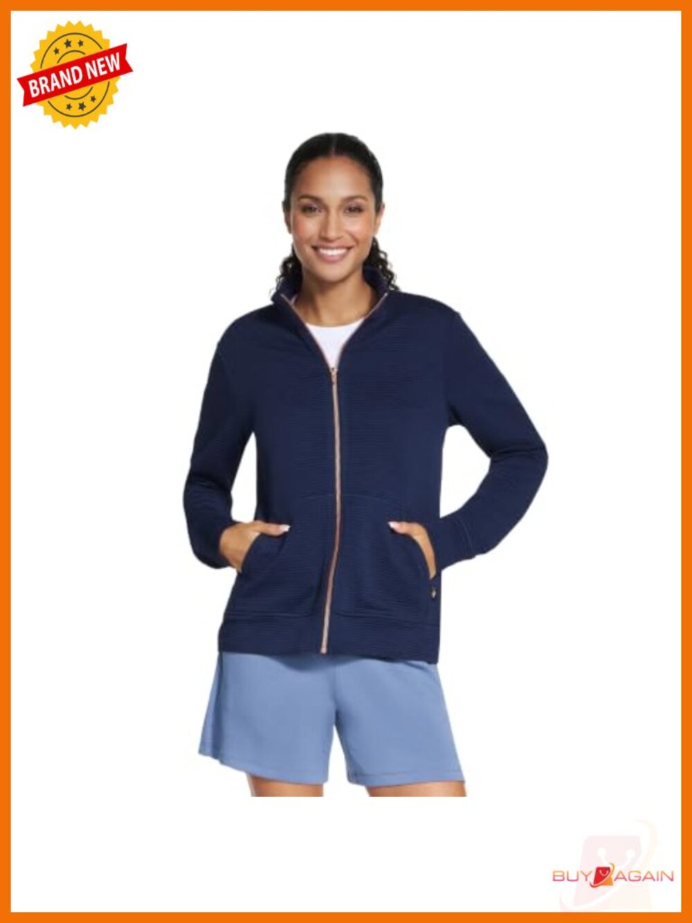Women's Full Zip Mock Neck Jacket Recycled Polyester Spandex Cozy Athletic
